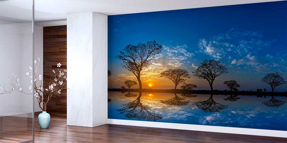 Afrika Gün Batımı Ağaç Siluetleri Duvar Kağıdı 12787