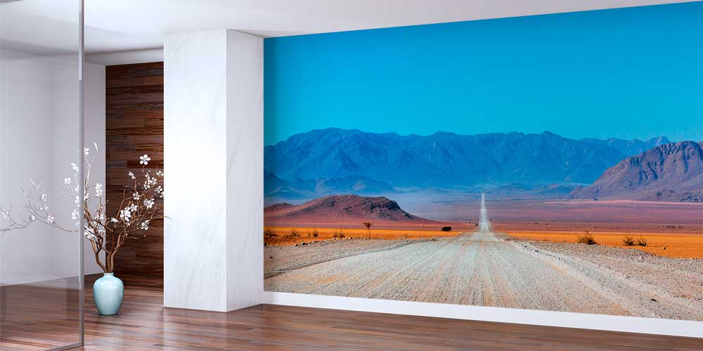 Afrika Çöl Yolu ve Dağ Manzarası Duvar Kağıdı 12788