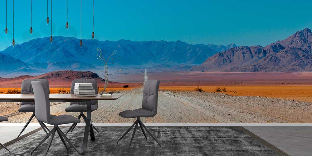 Afrika Çöl Yolu ve Dağ Manzarası Duvar Kağıdı 12788