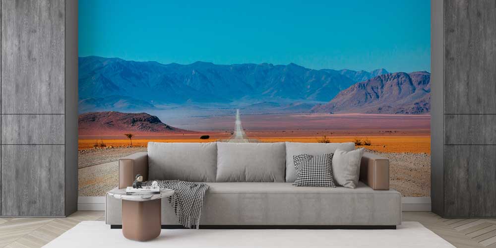 Afrika Çöl Yolu ve Dağ Manzarası Duvar Kağıdı 12788