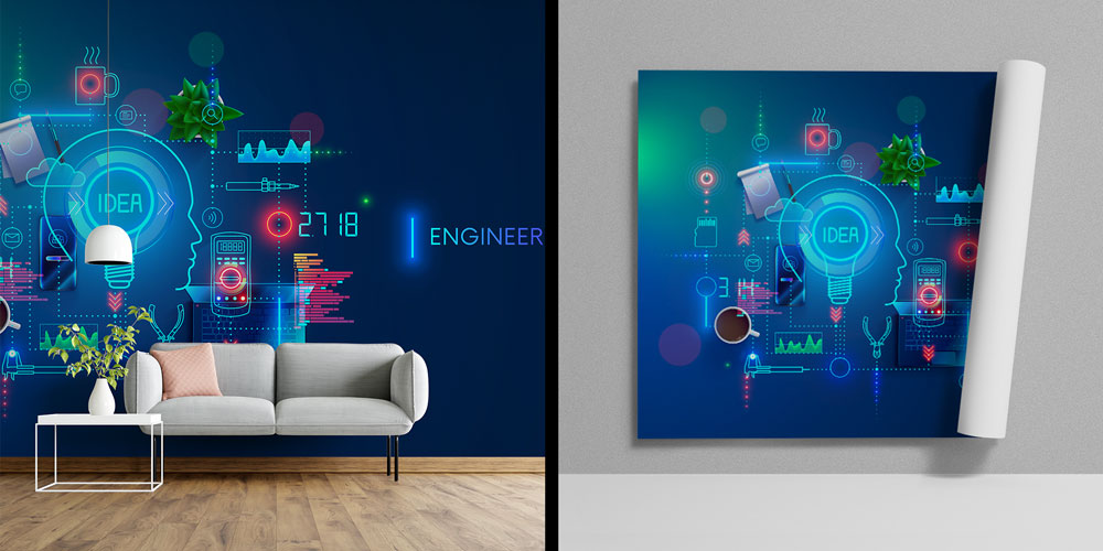 wallpaper-art-5469-00 Mühendislik ve Fikir Temalı Duvar Kağıdı - Modern Endüstri Dekoru 5469