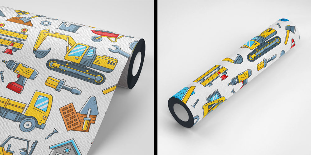 İnşaat Araçları ve Ekipman Desenli Duvar Kağıdı 5568