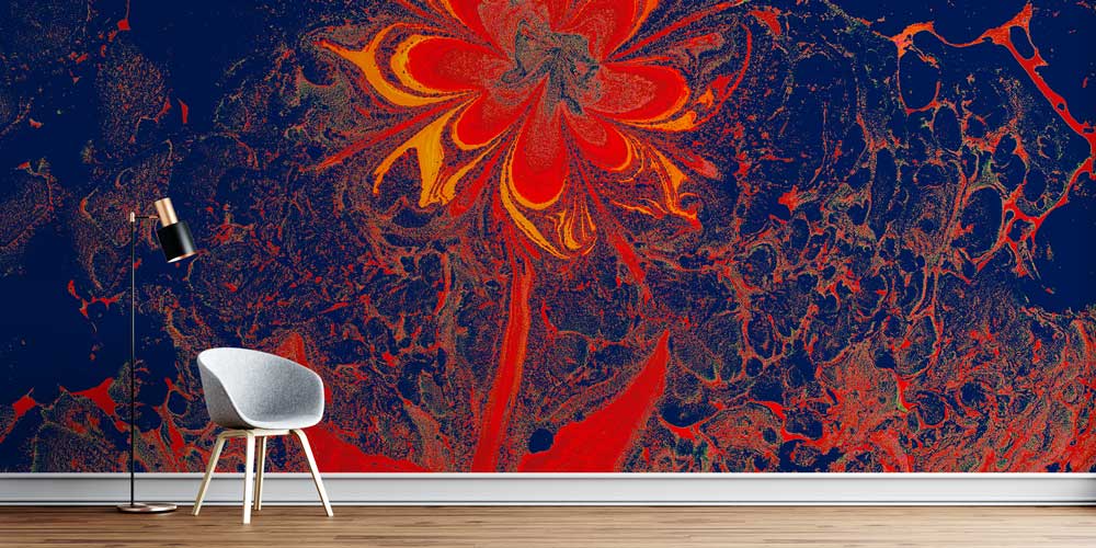 Çiçek Formlu Soyut Akışkan Sanat Duvar Kağıdı 11629