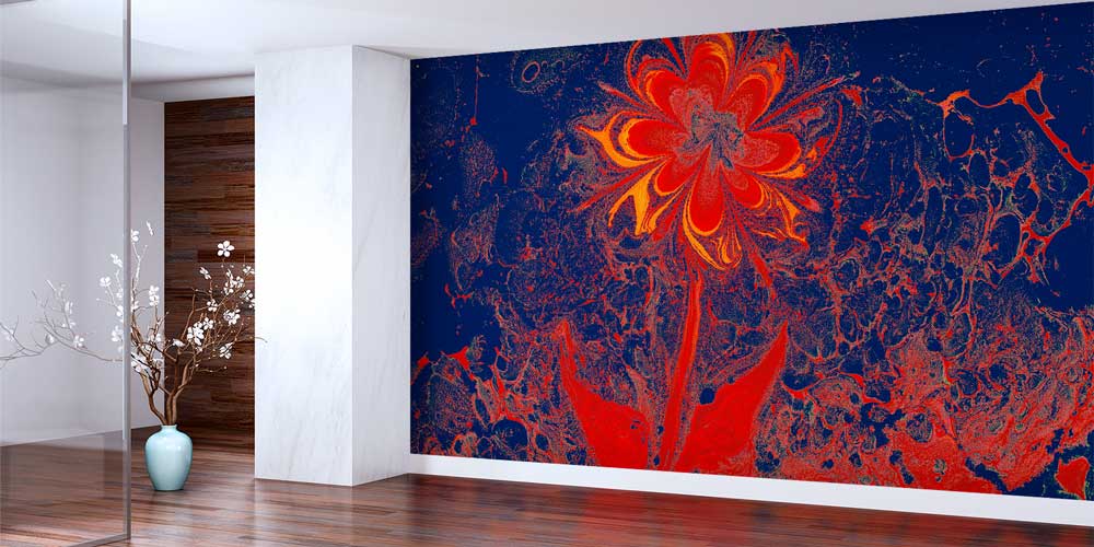 Çiçek Formlu Soyut Akışkan Sanat Duvar Kağıdı 11629