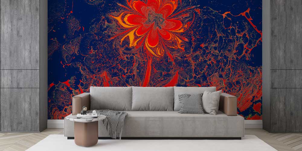 Çiçek Formlu Soyut Akışkan Sanat Duvar Kağıdı 11629