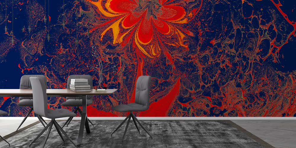 Çiçek Formlu Soyut Akışkan Sanat Duvar Kağıdı 11629