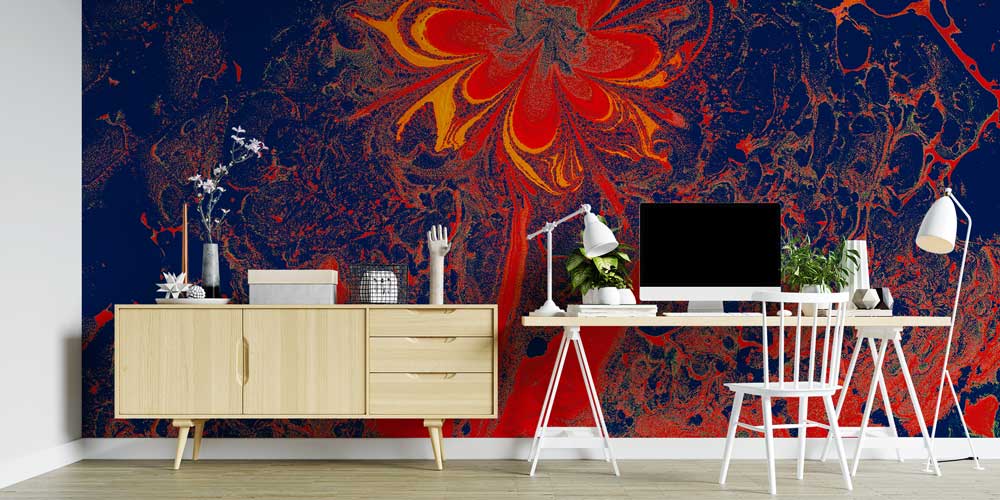 Çiçek Formlu Soyut Akışkan Sanat Duvar Kağıdı 11629