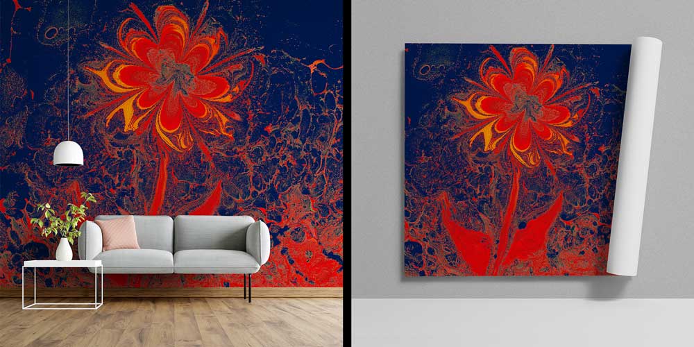 Çiçek Formlu Soyut Akışkan Sanat Duvar Kağıdı 11629