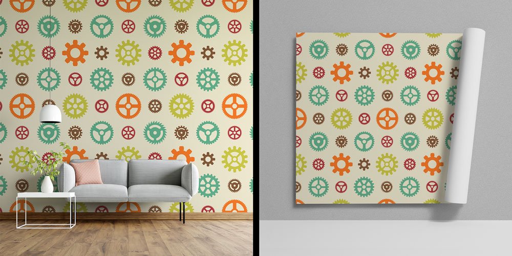 Endüstri Mühendislik Desenli Renkli Dişli Figürlü Duvar Kağıdı 5462