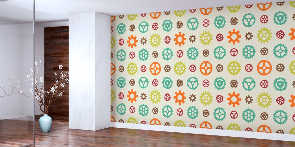 Endüstri Mühendislik Desenli Renkli Dişli Figürlü Duvar Kağıdı 5462