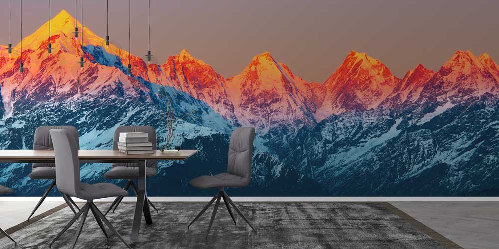Gün Batımında Dağ Zirveleri Duvar Kaplaması 12851