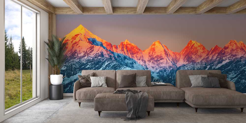 Gün Batımında Dağ Zirveleri Duvar Kaplaması 12851