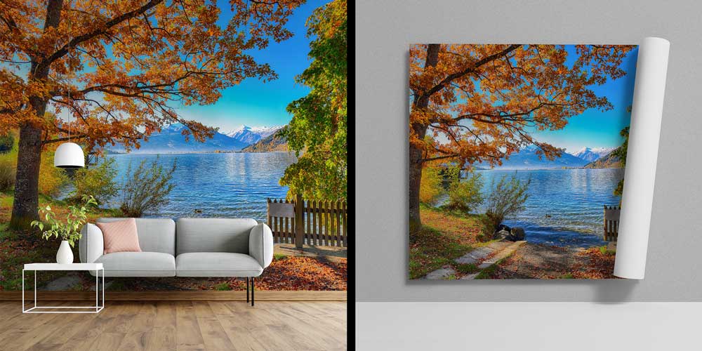 Sonbahar Göl Kıyısı ve Dağlar Manzaralı Avrupa Duvar Kağıdı 13096