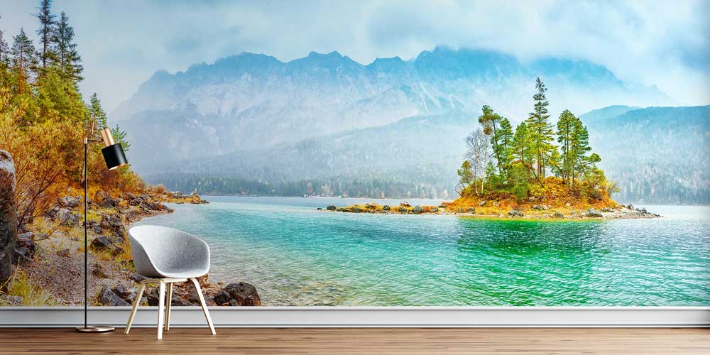 Turkuaz Göl ve Dağ Manzaralı Avrupa Duvar Kağıdı 13084