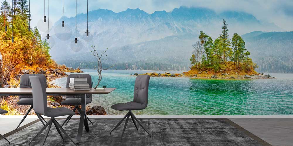 Turkuaz Göl ve Dağ Manzaralı Avrupa Duvar Kağıdı 13084