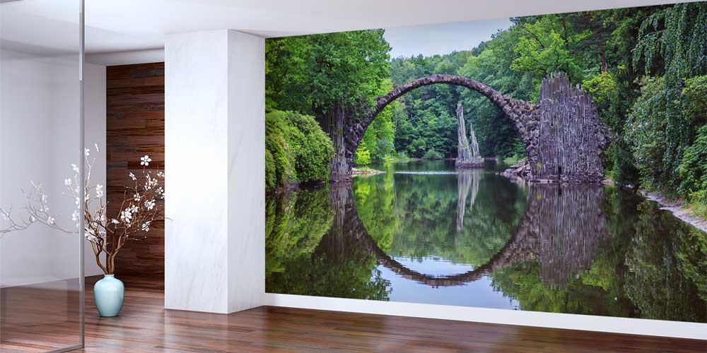 Doğa İçinde Taş Köprü Yansıma Manzarası Duvar Kağıdı 12979
