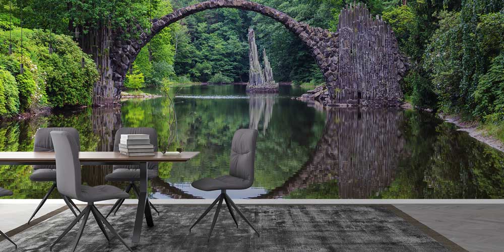 Doğa İçinde Taş Köprü Yansıma Manzarası Duvar Kağıdı 12979