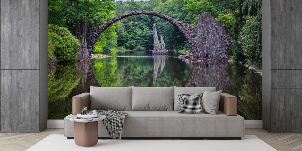 Doğa İçinde Taş Köprü Yansıma Manzarası Duvar Kağıdı 12979