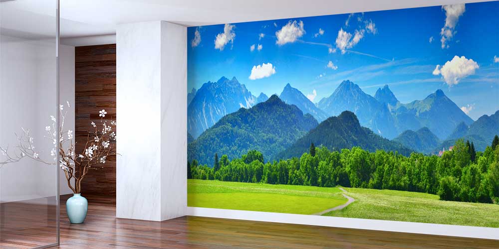 Yeşil Çayırlar ve Dağ Siluetleri Manzaralı Doğa Duvar Kağıdı 13021