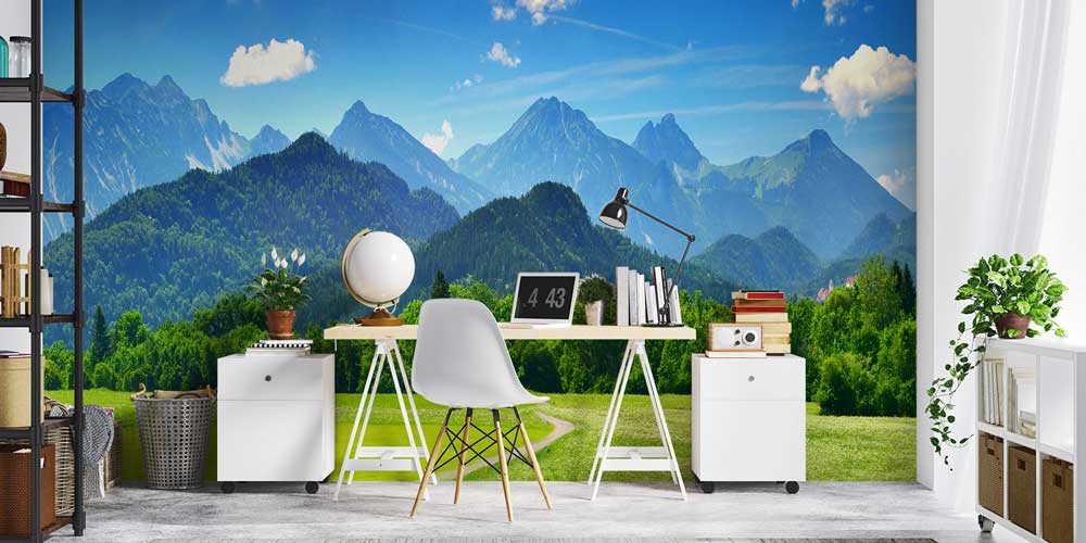 Yeşil Çayırlar ve Dağ Siluetleri Manzaralı Doğa Duvar Kağıdı 13021