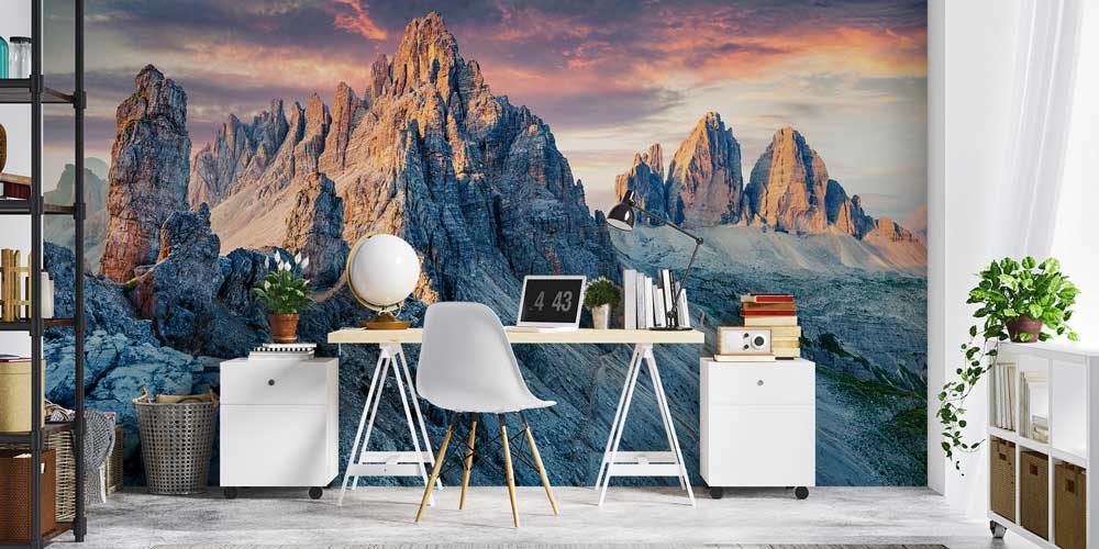 wallpaper-cover-print-13088-02 Kayalık Dağ Zirveleri ve Gün Batımı Manzaralı Avrupa Duvar Kağıdı 13088