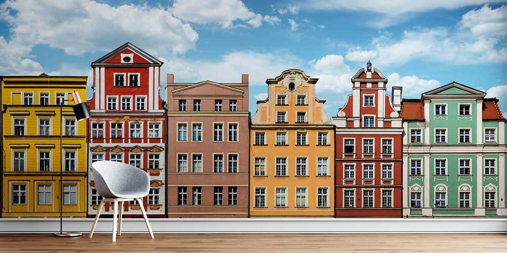 Renkli Avrupa Şehir Evleri Manzaralı Duvar Kağıdı 13086