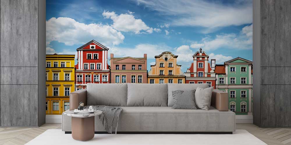 wallpaper-cover-wall-13086-03 Renkli Avrupa Şehir Evleri Manzaralı Duvar Kağıdı 13086