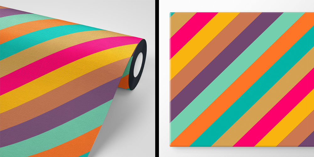 Renkli Diyagonal Şeritli Geometrik Duvar Kağıdı 5233