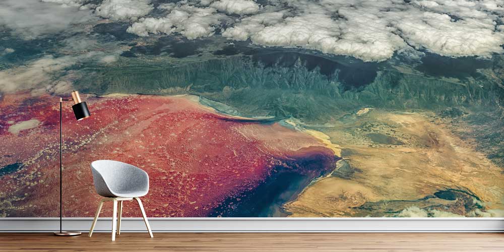 wallpaper-decoration-12784-00 Uydu Görüntüsü Renkli Dünya Manzarası Duvar Kağıdı 12784