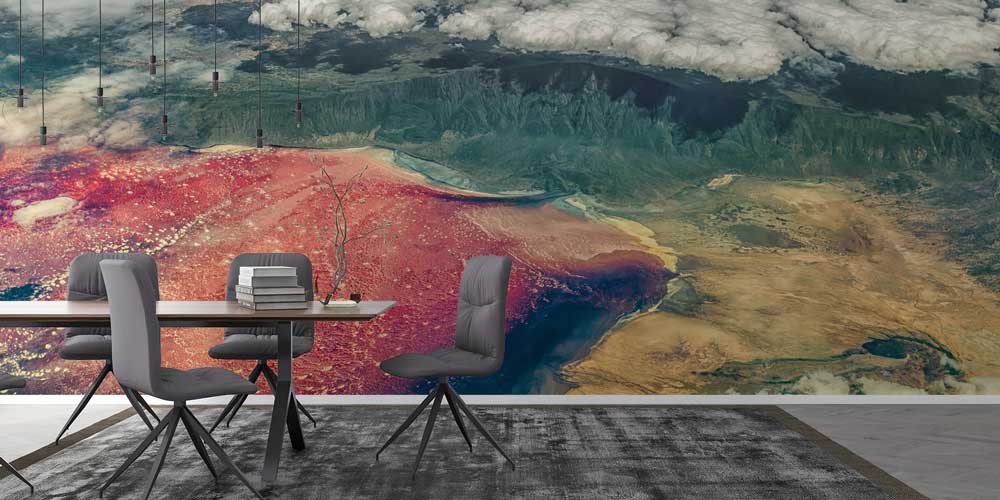 wallpaper-decoration-12784-02 Uydu Görüntüsü Renkli Dünya Manzarası Duvar Kağıdı 12784