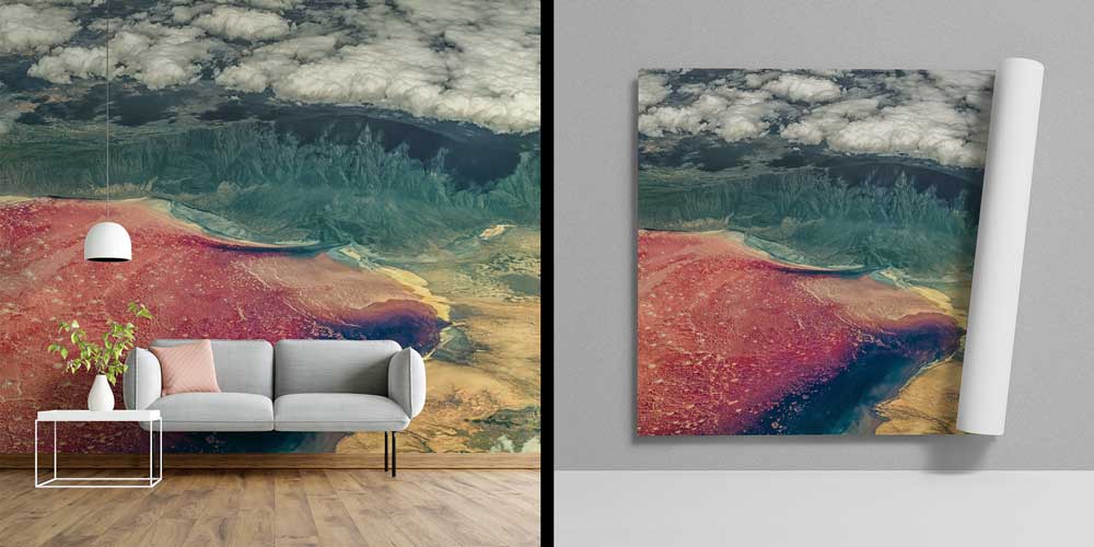 wallpaper-decoration-12784-04 Uydu Görüntüsü Renkli Dünya Manzarası Duvar Kağıdı 12784