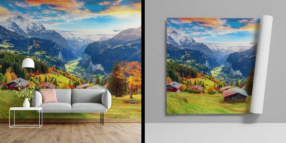 Sonbahar Alp Vadisi ve Dağ Manzaralı Avrupa Duvar Kağıdı 13123