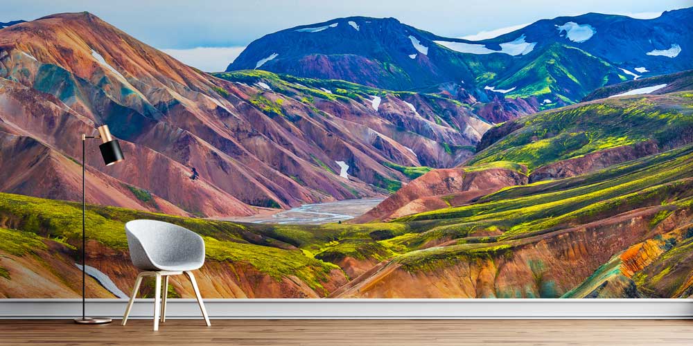 wallpaper-decoration-art-12963-00 Renkli Jeolojik Dağ Manzarası Duvar Kağıdı 12963