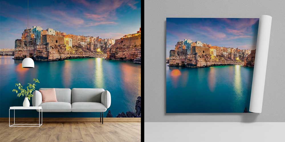 Kayalık Sahil ve Akdeniz Kenti Manzaralı Avrupa Duvar Kağıdı 13114