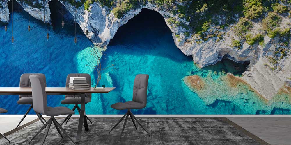 Turkuaz Deniz ve Doğal Kıyı Mağaraları Manzaralı Avrupa Duvar Kağıdı 13120