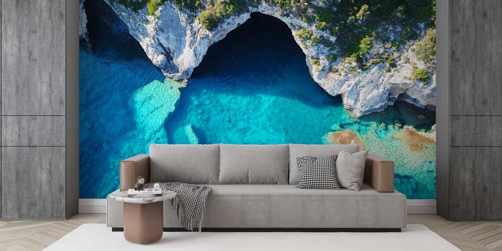Turkuaz Deniz ve Doğal Kıyı Mağaraları Manzaralı Avrupa Duvar Kağıdı 13120