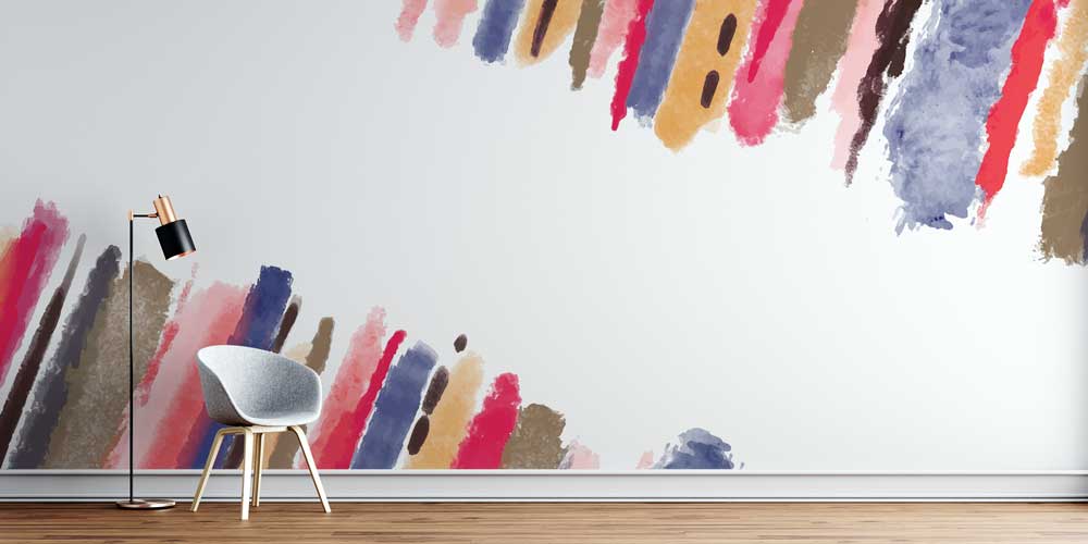 Renkli Fırça Darbeleri Soyut Duvar Kağıdı 4168
