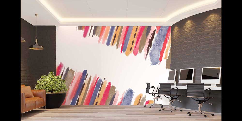 Renkli Fırça Darbeleri Soyut Duvar Kağıdı 4168