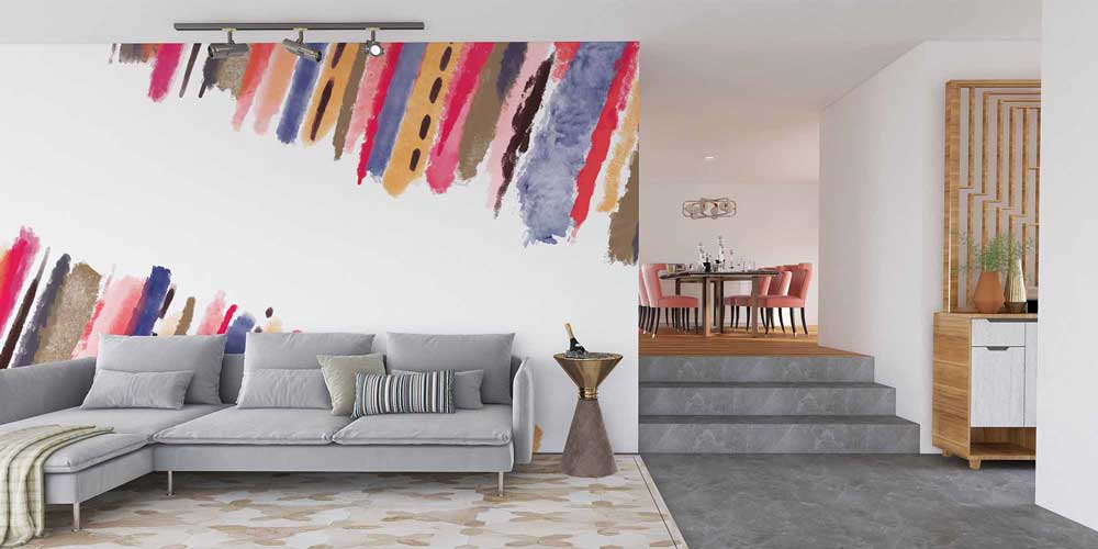 Renkli Fırça Darbeleri Soyut Duvar Kağıdı 4168