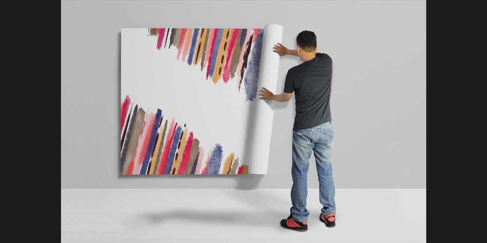 Renkli Fırça Darbeleri Soyut Duvar Kağıdı 4168