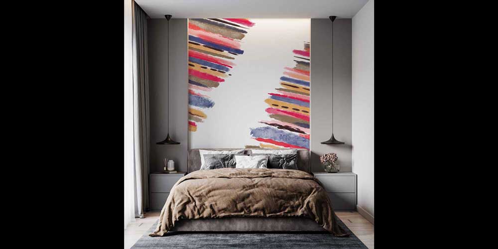 Renkli Fırça Darbeleri Soyut Duvar Kağıdı 4168