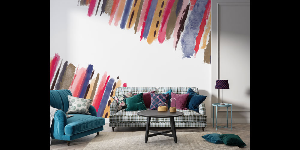 Renkli Fırça Darbeleri Soyut Duvar Kağıdı 4168