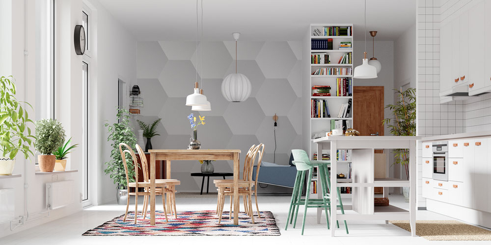 Modern Altıgen Desen Duvar Kağıdı 5230