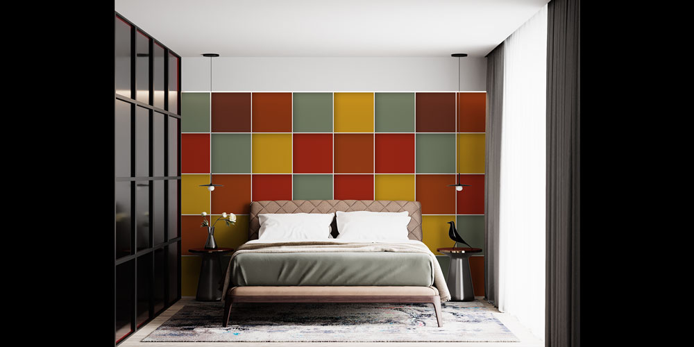 Renkli Kare Geometrik Desen Duvar Kağıdı 5232