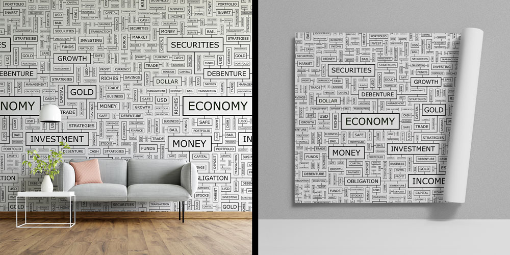 Ekonomi ve Finans Terimleri Tasarımlı Duvar Kağıdı 5344