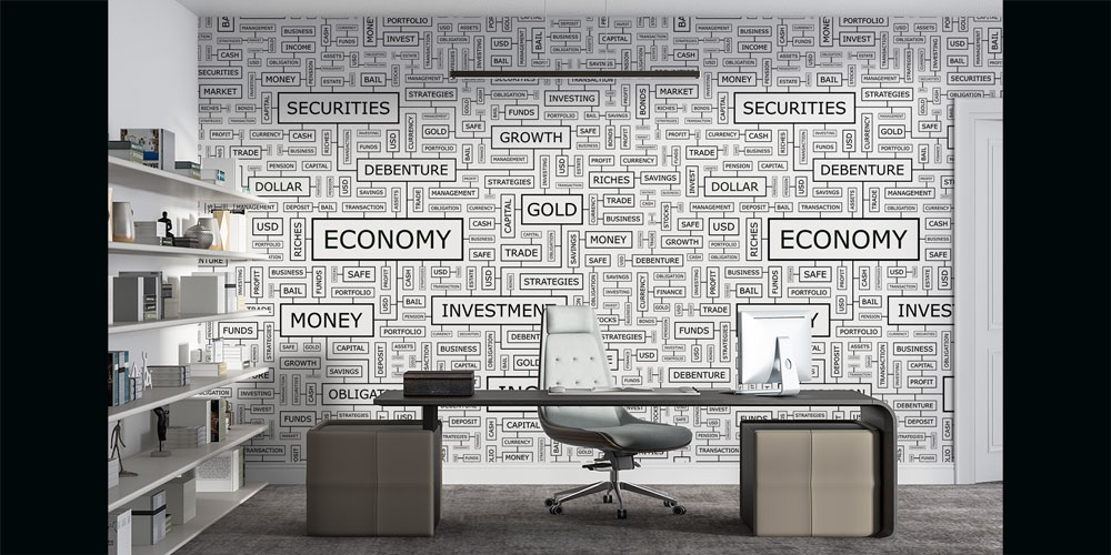 Ekonomi ve Finans Terimleri Tasarımlı Duvar Kağıdı 5344