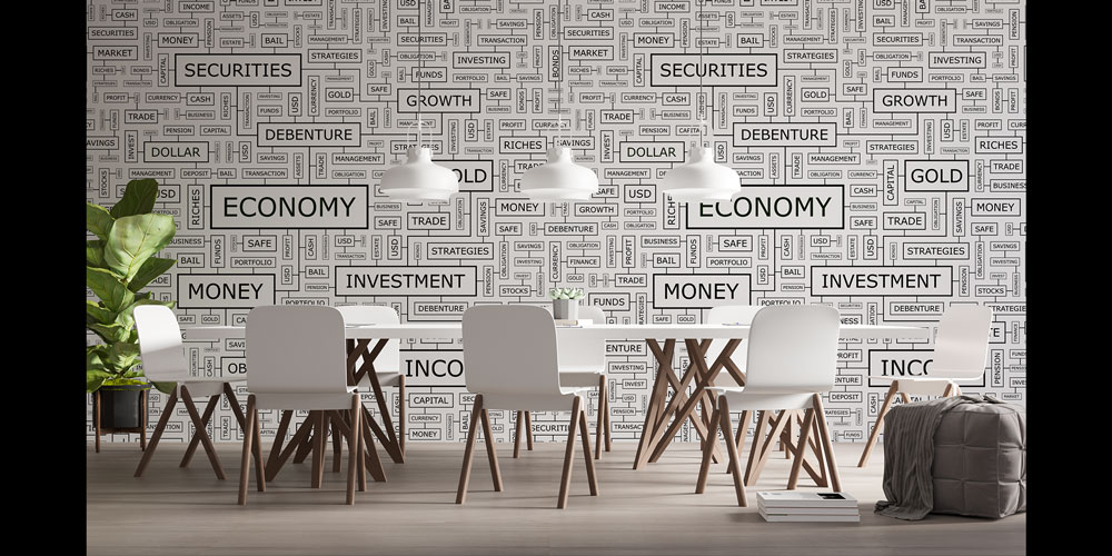 Ekonomi ve Finans Terimleri Tasarımlı Duvar Kağıdı 5344