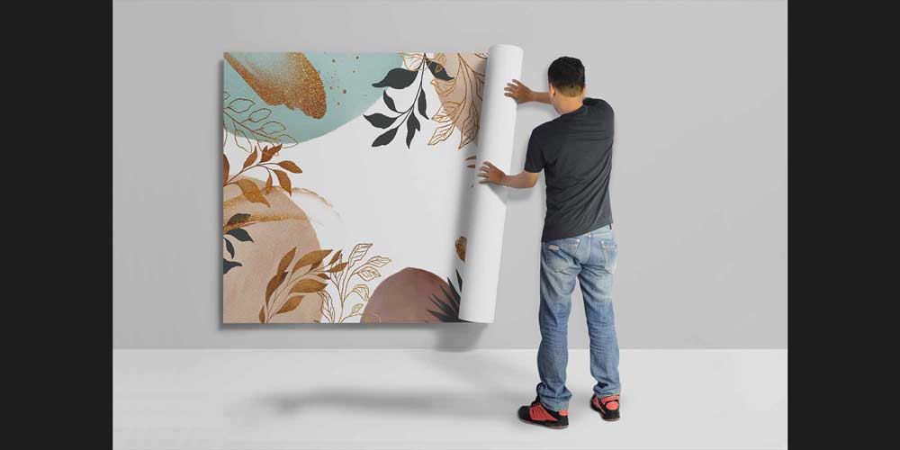 Altın Yaprak Desenli Soyut Duvar Kağıdı 4166