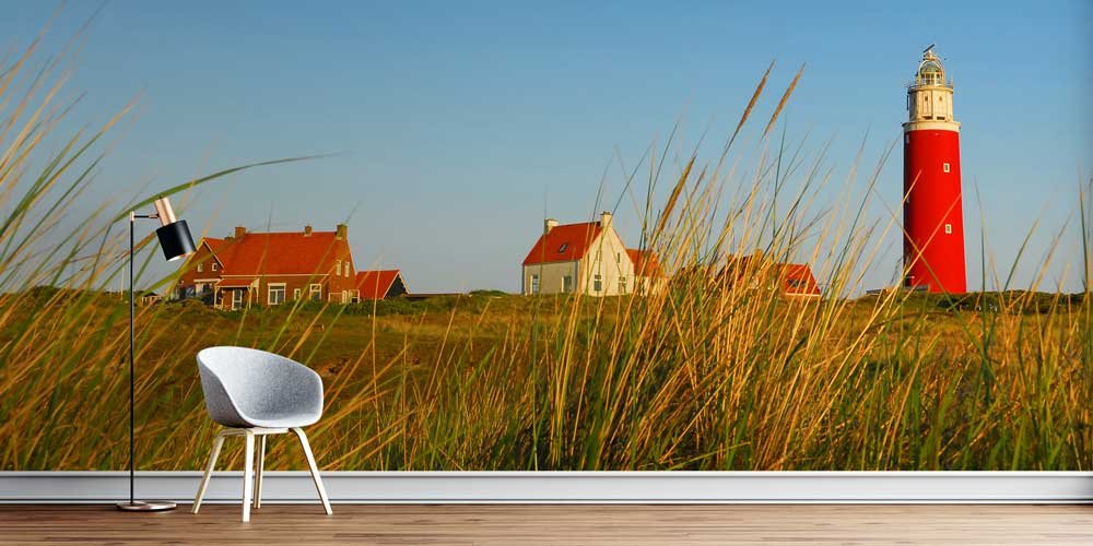 wallpaper-interior-design-12897-00 Kırmızı Deniz Feneri ve Avrupa Manzarası Fotoğraf Duvar Kağıdı 12897