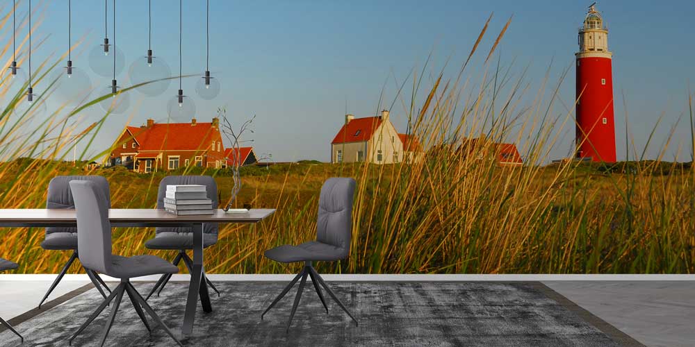 Kırmızı Deniz Feneri ve Avrupa Manzarası Fotoğraf Duvar Kağıdı 12897